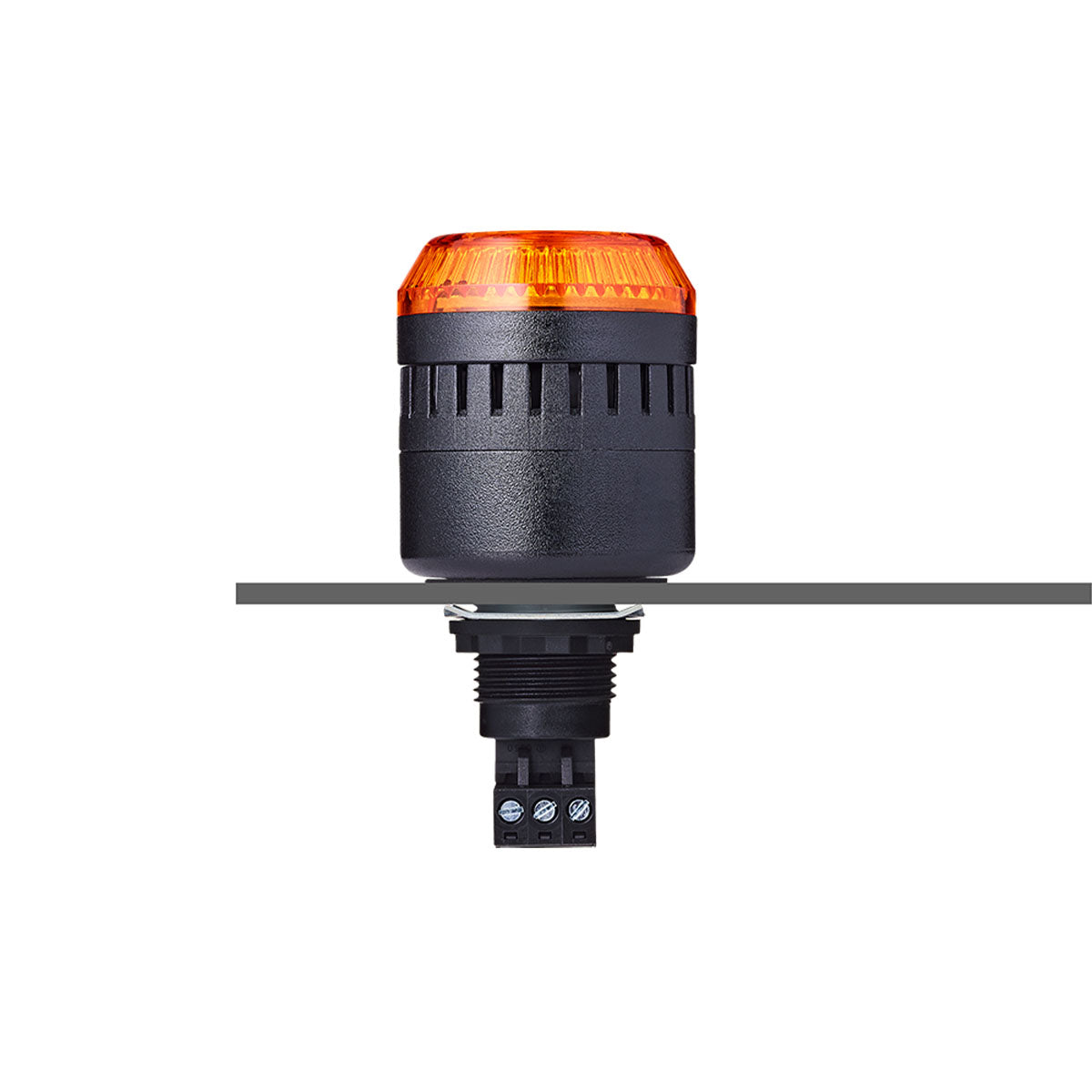 ELM Series M22 Ø45mm Panel Mount Buzzer with Steady/Flashing Amber Beacon, 24VAC/DC — Auer Signal