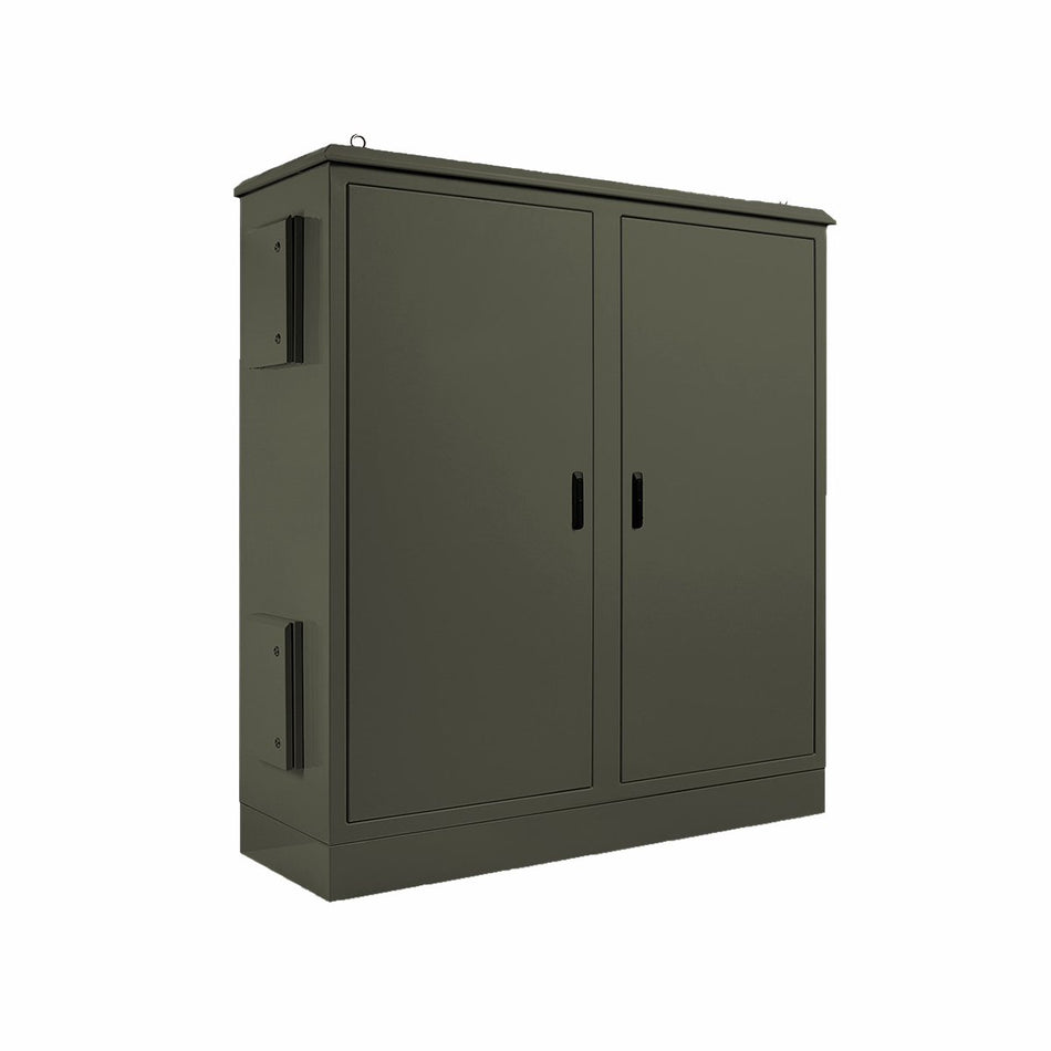 ALUMINIUM NZTA ITS ROADSIDE NODE CABINET 18RU 1075H X 1500W X 800D IP55 KARAKA GREEN, IP55, VENTILATED — IP Enclosures