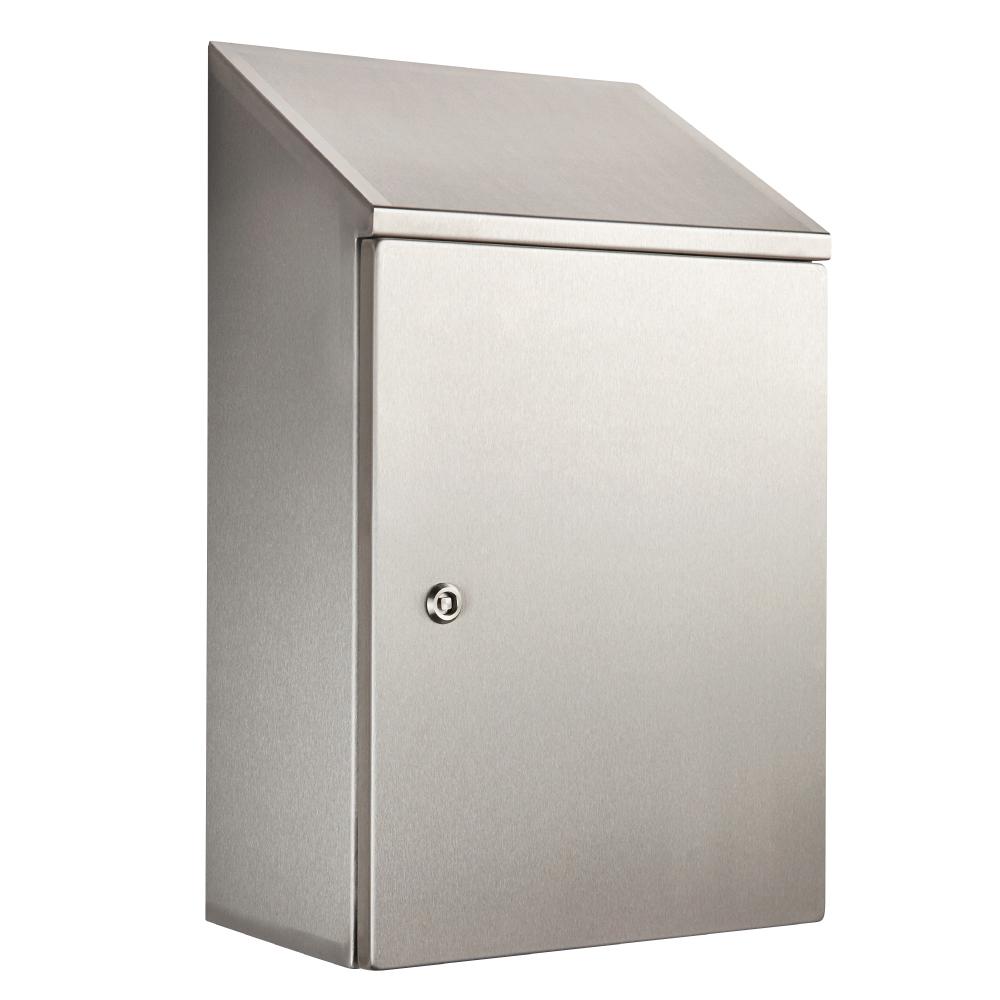 316 Stainless Steel Sloping Roof Electrical Enclosure 300H x 200W x 150D IP66 — IP Enclosures