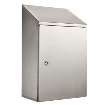 316 Stainless Steel Sloping Roof Electrical Enclosure 500H x 400W x 200D IP66