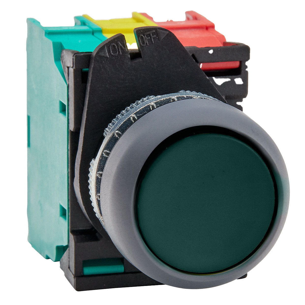 Green Illuminated Flush Pushbutton 1NO1NC 24VAC/DC — Giovenzana
