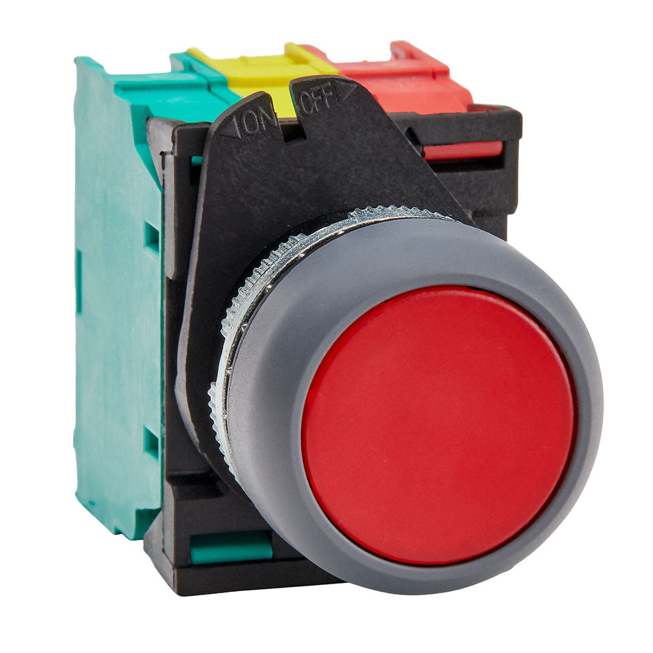 Red Illuminated Flush Pushbutton 1NO1NC 24VAC/DC — Giovenzana