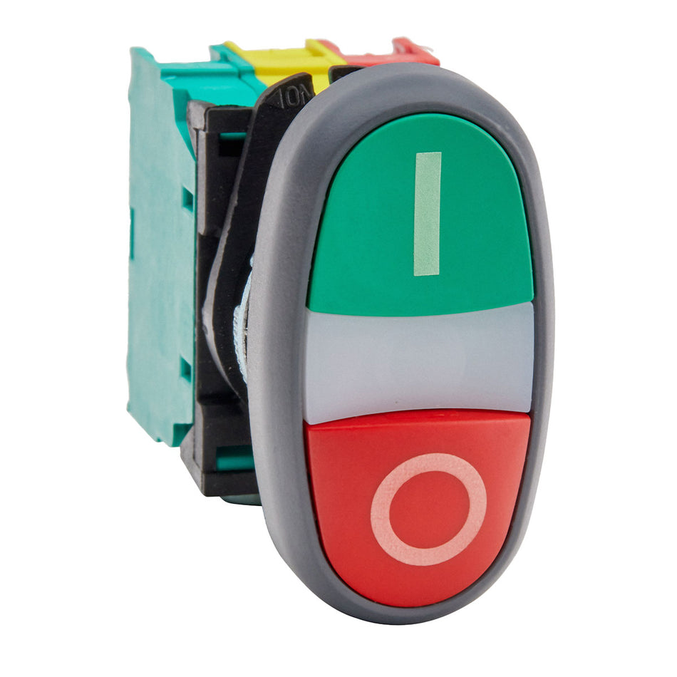Dual Pushbutton I-O Red + Green - Illuminated 1NO1NC 12VAC/DC — Giovenzana