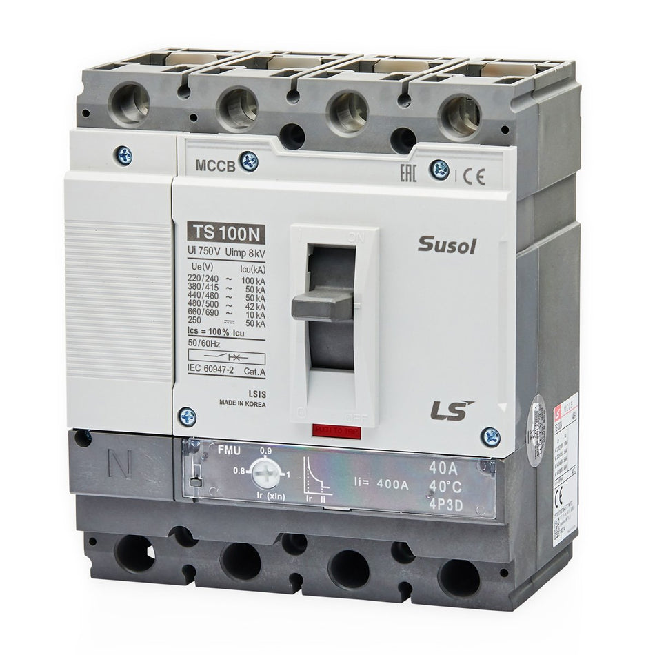 TS250N ATU 200A 4P3D L | LS Susol 50kA MCCB Adjustable Magnetic Trip 160-200A 4 Pole — LS Electric