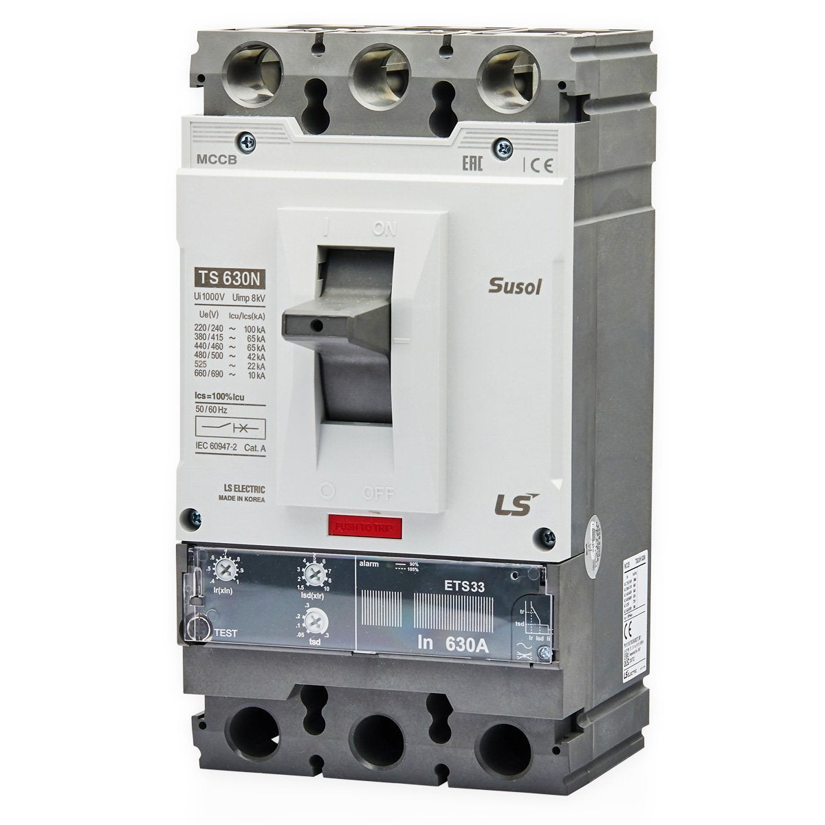 TS630N ATU 630A 3P | LS Susol 65kA MCCB Adjustable Magnetic Trip 504-630A 3 Pole — LS Electric