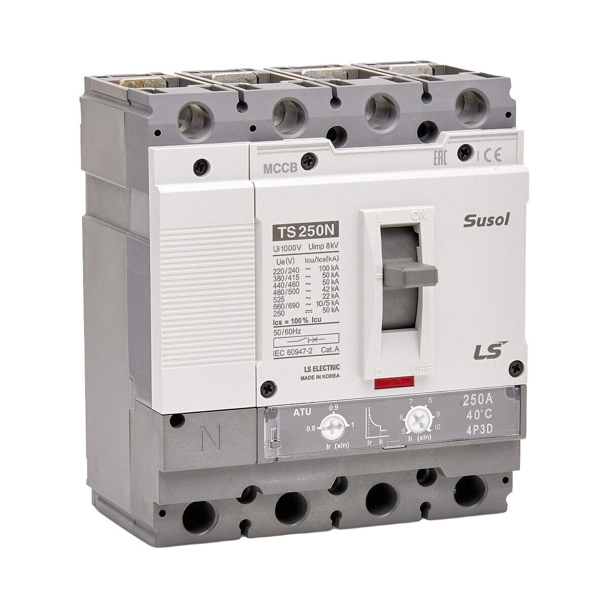 TS630N ATU 630A 4P3D L | LS Susol 65kA MCCB Adjustable Magnetic Trip 504-630A 4 Pole — LS Electric