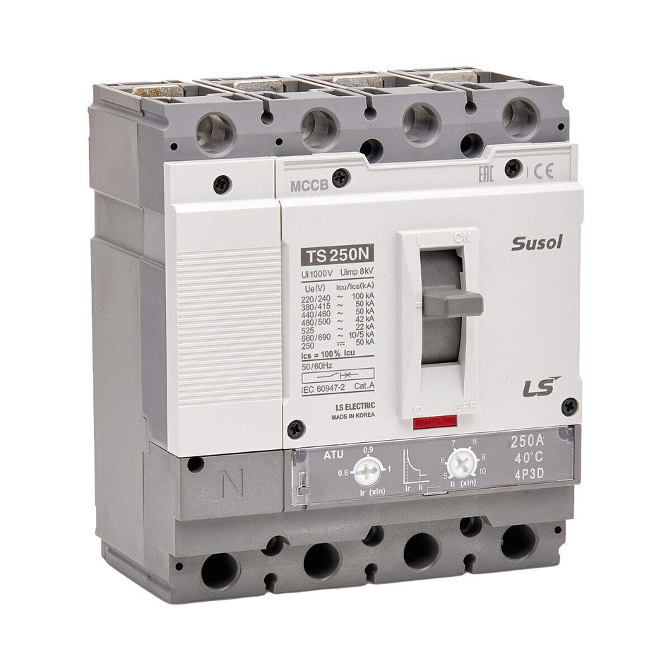 TS630N ATU 630A 4P3D L | LS Susol 65kA MCCB Adjustable Magnetic Trip 504-630A 4 Pole — LS Electric