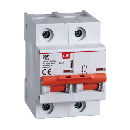 BKH 2P C80A | LS Miniature Circuit Breaker 27mm Pitch 80A 2P 10kA C Curve — LS Electric