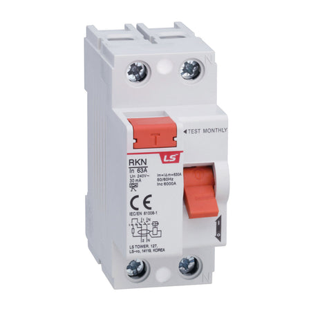 RKN 1P+N 63A 30mA A-TYPE | Residual Current Circuit Breaker — LS Electric