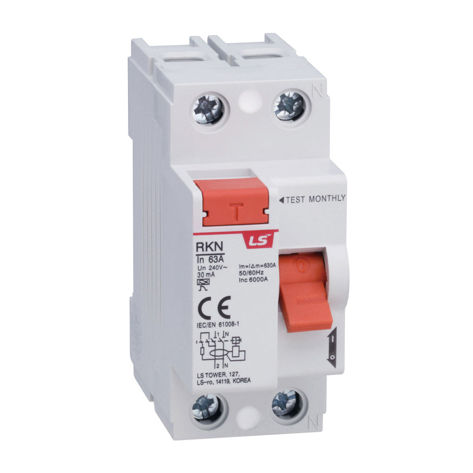 RKN 1P+N 63A 30mA A-TYPE | Residual Current Circuit Breaker — LS Electric
