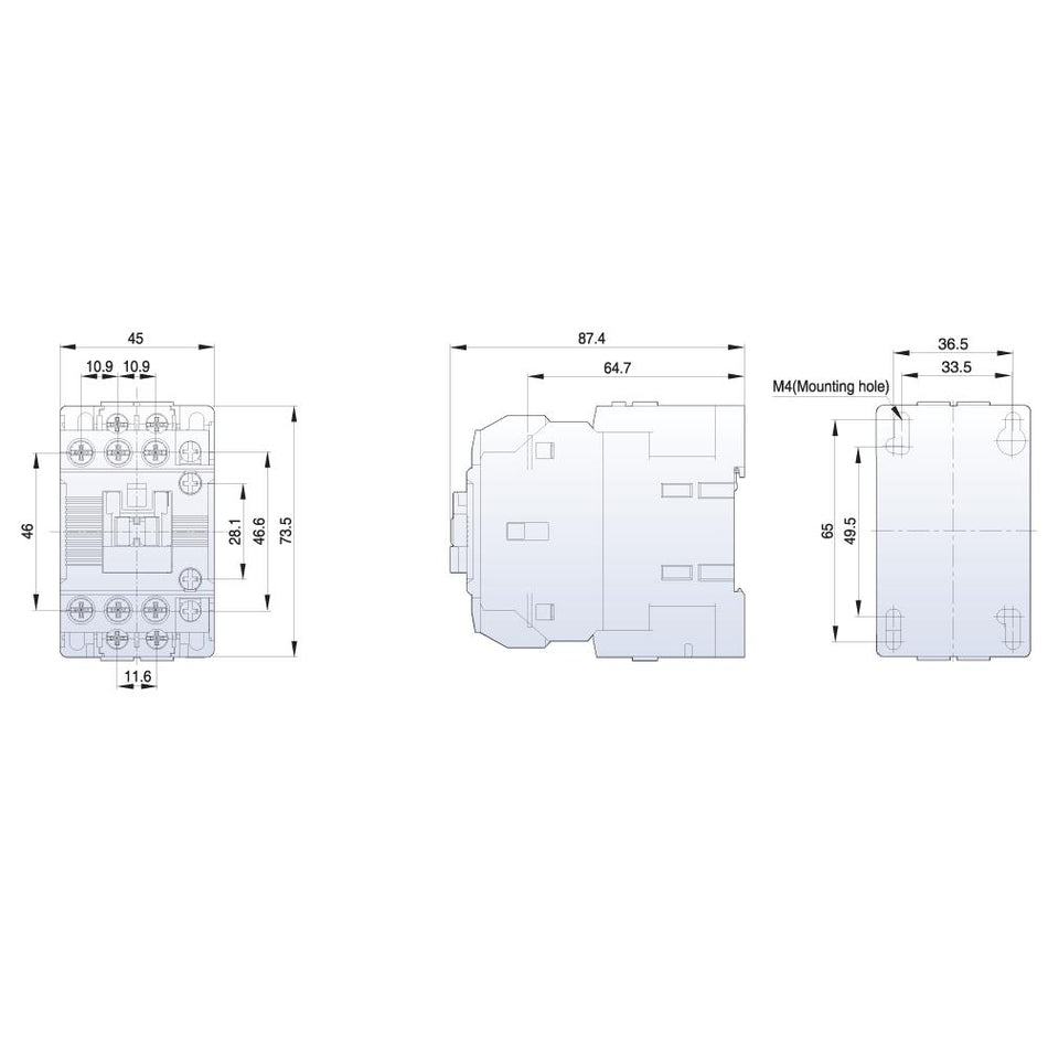 MC-12B DC24V | 5.5kW 3P Magnetic Contactor 12A(AC3)/27A(AC1), Screw Connection, 1NO/NC Auxiliary Contacts