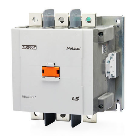 MC-500A AC200-240V | 265kW 3P Magnetic Contactor 500(AC3)/700A(AC1), Screw Connection, 2NO/2NC Auxiliary Contacts — LS
