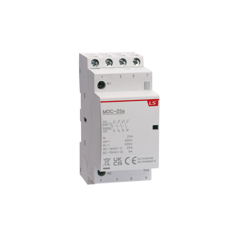 Modular Heating/Lighting Contactor 25A 4NO 230VAC | MOC-25a AC230V 4P 4NO — LS Electric