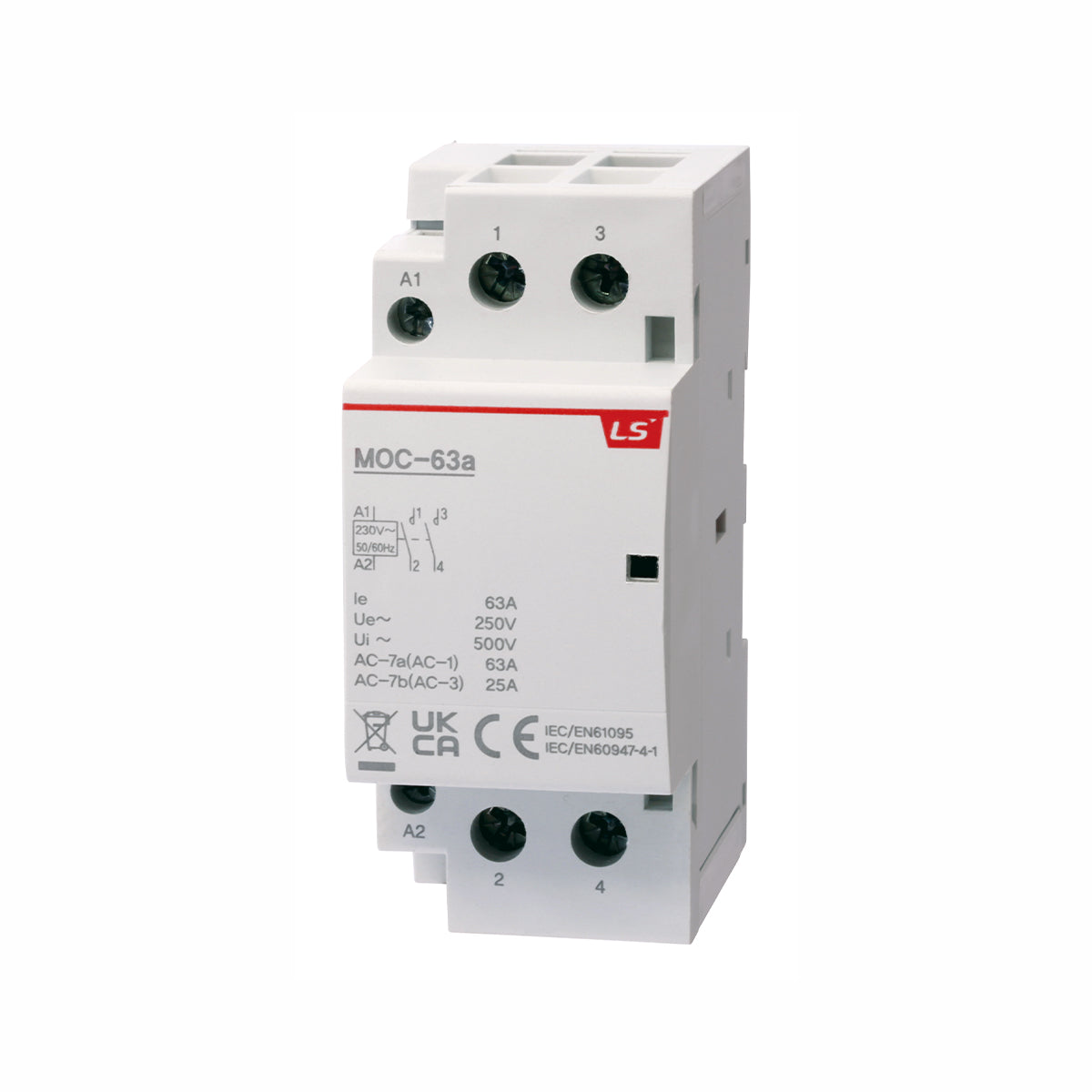 Modular Heating/Lighting Contactor 63A 2NO 230VAC | MOC-63a AC230V 2P 2NO — LS Electric