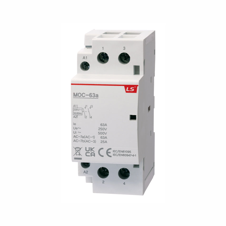 Modular Heating/Lighting Contactor 63A 2NO 230VAC | MOC-63a AC230V 2P 2NO — LS Electric