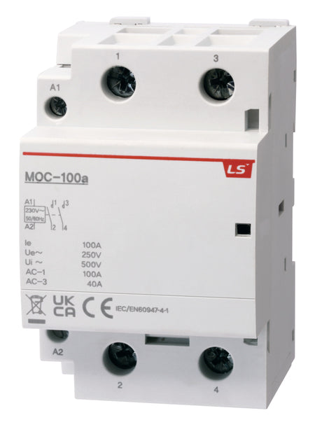 Modular Heating/Lighting Contactor 100A 2NO 230VAC | MOC-100a AC230V 2P 2NO — LS Electric