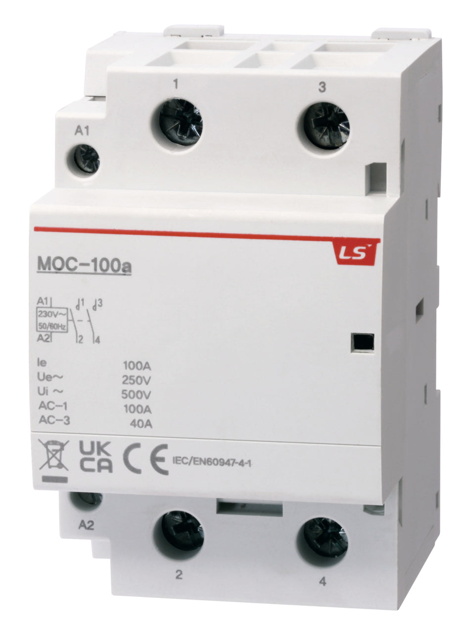 Modular Heating/Lighting Contactor 100A 2NO 230VAC | MOC-100a AC230V 2P 2NO — LS Electric