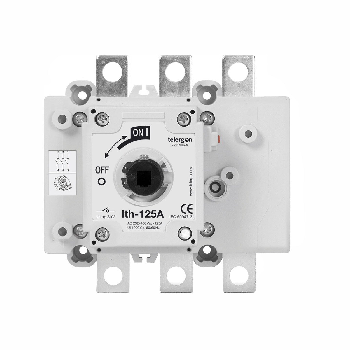Switch Disconnector S5 125A 3P Lug (HANDLE ORDERED SEPERATELY) — Telergon