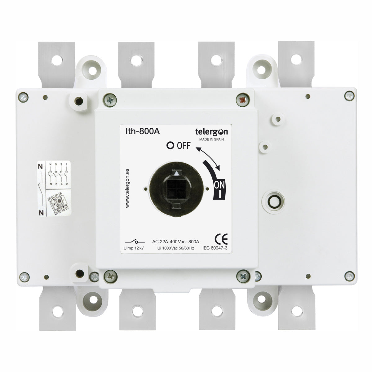 Switch Disconnector S5 (SIZE 2, COMPACT FRAME SIZE) 800A 3P+N (HANDLE ORDERED SEPARATELY) — Telergon
